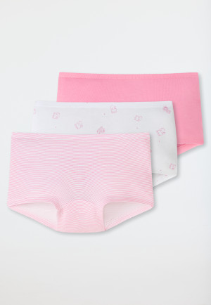 Shorties Lot de 3 Organic Cotton Chien Rayures blanc/rose - 95/5