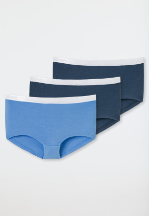 Pantaloncini 3 pezzi in cotone organico Love blu notte/azzurro - 95/5