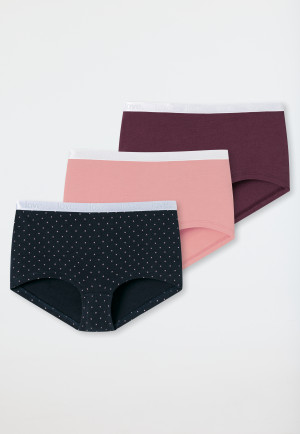Boyshorts 3-pack organic cotton polka dots anthracite/rosé/berry - 95/5