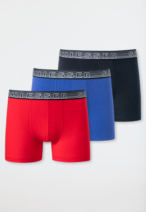 Boxer briefs 3-pack organic cotton stripes dark blue/red/aqua - 95/5