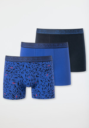Boxer briefs 3-pack organic cotton stripes fish dark blue/aqua patterned - 95/5