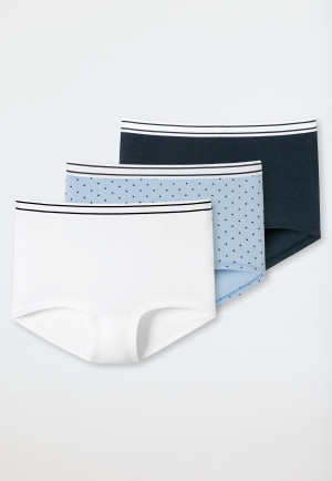 Confezione da 3 pantaloncini realizzati in cotone biologico a righe, con pois, blu scuro/bianco/blu aria - 95/5