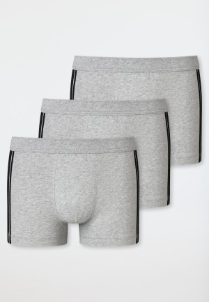 Shorts 3er-Pack Organic Cotton Streifen grau-meliert - 95/5