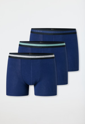 Lot de 3 shorts en coton biologique rayures bleu nuit - 95/5