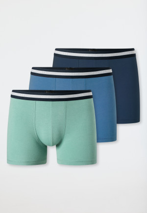 Lot de 3 shorts en coton biologique rayures bleu nuit/ bleu jean/ minéral - 95/5
