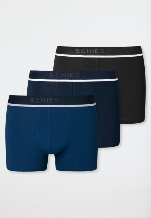 Boxer confezione da 3 in cotone organico con elastico in vita blu/nero - 95/5