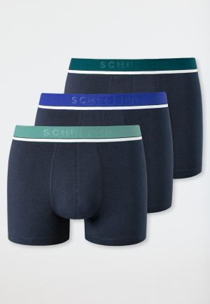 Shorts 3-pack organic cotton geweven elastische tailleband donkerblauw - 95/5