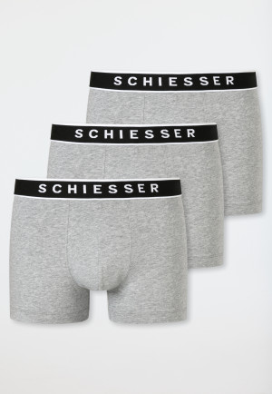 Shorts 3-pack biologisch katoen geweven elastische tailleband grijs-gemêleerd - 95/5