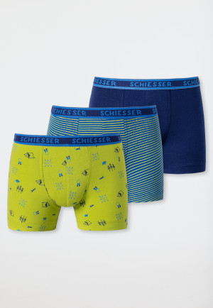 Lot de 3 boxers taille élastique tissée en coton bio rayures camping multicolore - Rat Henry