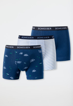 Boxers lot de 3 coton bio bande élastique rayures bateaux en papier multicolore - Rat Henry