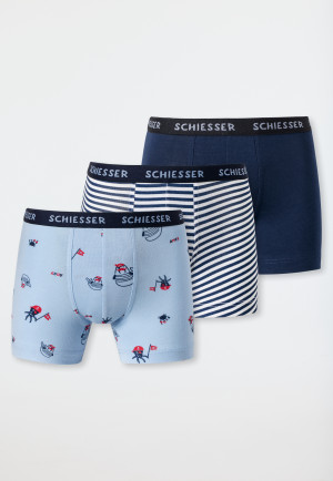 Boxers lot de 3 coton bio bande élastique rayures otarie pirates multicolore - Boys World