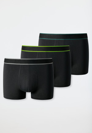 Boxer briefs 3-pack organic cotton woven elastic waistband black - 95/5