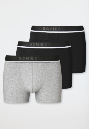 Boxer en coton bio, lot de 3, ceinture élastiquée noir / gris - 95/5