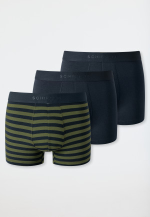 Shorts 3er-Pack Organic Cotton Webgummibund uni/gestreift mehrfarbig - 95/5
