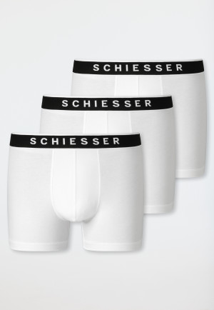 Boxer briefs 3-pack organic cotton woven elastic waistband white - 95/5