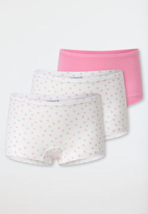 Shorts 3er-Pack Organic Punkte weiß/rosa - 95/5
