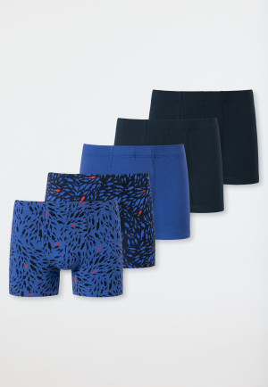 Shorts 5er-Pack Organic Cotton Softbund Fische dunkelblau/ aquablau gemustert - 95/5