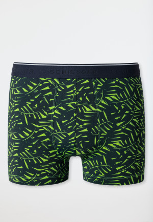 Shorts microvezel bladeren donkerblauw/limoen - Fashion Daywear