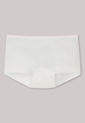 Shorts in jacquard di cotone biologico a righe di colore bianco panna - Girls World