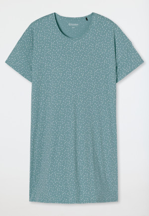 Chemise de nuit courte Tencel à silhouette en A à pois bleu-gris - Minimal Comfort Fit