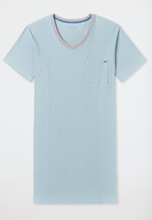 Chemise de nuit manches courtes large nervure bluebird - Casual Nightwear