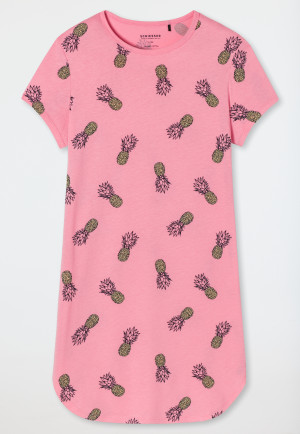 Sleep shirt short-sleeved organic cotton pineapple pink - Ocean Flow