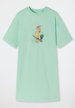 Sleep shirt short-sleeved organic cotton cockatoo mint - Ocean Flow