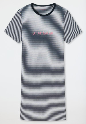 Sleep shirt short-sleeved organic cotton stripes blue - Nightwear Blau