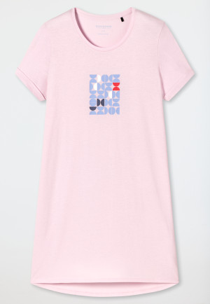 Sleepshirt kurzarm Print zartrosa - Essential Nightwear