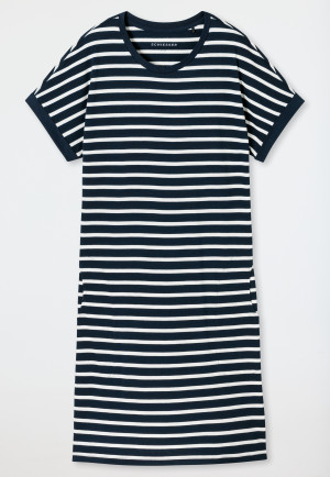 Camicia da notte a maniche corte a righe blu notte - Casual Essentials