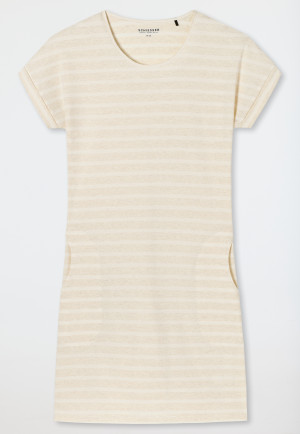 Sleepshirt met korte mouwen Zakken Omgeslagen mouwen Bretonse strepen naturel gemêleerd - Essential Stripes