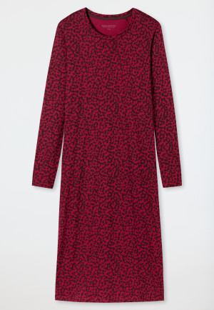 Sleepshirt langarm Interlock weite Passform Blumenprint burgund - Classic Comfort Fit