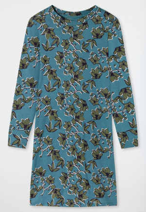 Sleepshirt langarm Modal Blumenprint petrol - Contemporary Nightwear