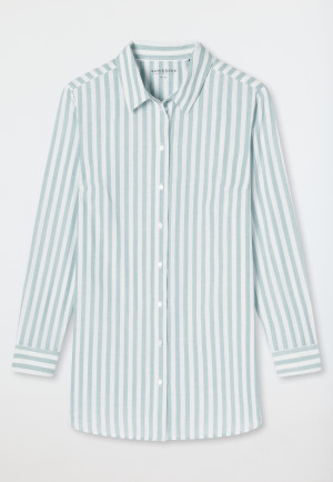 Camicia da notte a maniche lunghe in tessuto con bottoniera e motivo a righe, di colore azzurro - Pigiama Story