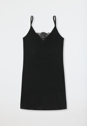 Slaapshirt modal spaghettibandjes kant zwart - Sensual Premium