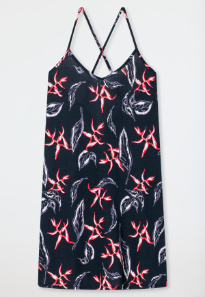 Sleepshirt Modal V-Ausschnitt Spaghetti-Träger Blätterprint multicolor - Contemporary Nightwear
