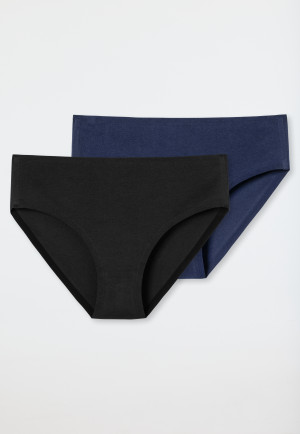 Slip a vita alta in confezione doppia, blu scuro/nero - Invisible Cotton