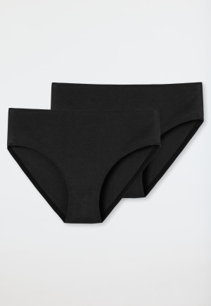 Panty 2-pack high-waisted black - Invisible Cotton