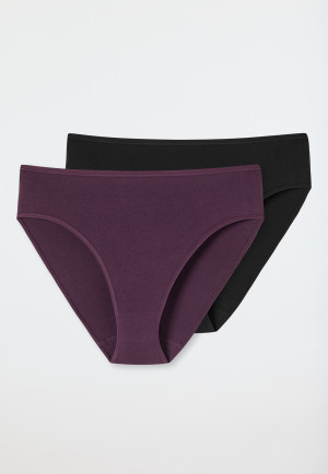 Slips 2er-Pack Organic Cotton schwarz/pflaume - 95/5