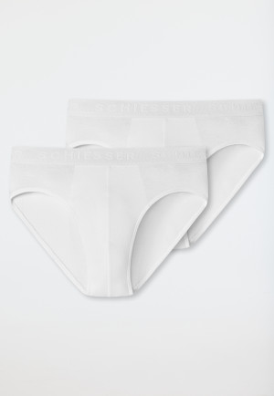 Slips en lot de 2 Coton bio bande élastique blanc - 95/5