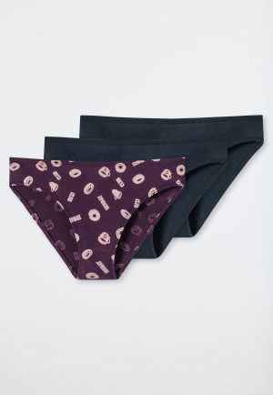 Slips 3er-Pack Organic Cotton Donuts nachtblau/ beere - 95/5