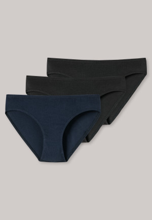 Panties 3-pack organic cotton dark blue/ black - 95/5