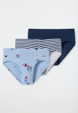 Slips lot de 3 coton bio taille douce rayures otaries pirates multicolore - Boys World