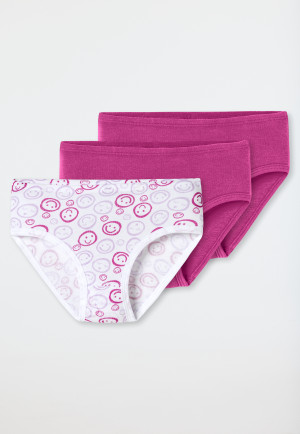 Briefs 3-pack Smileys pink/white - Fine Rib