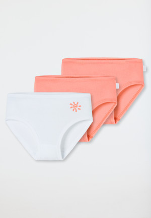 3-pack briefs sun apricot/white - Fine Rib