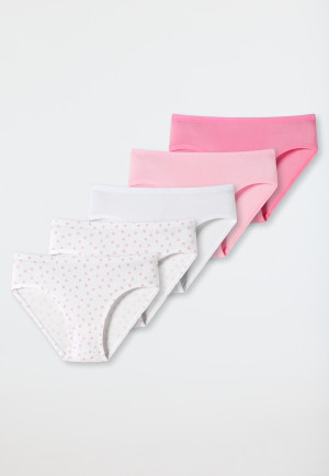 Confezione da 5 slip in cotone biologico a pois e in diversi colori - 95/5