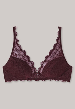 Soft bra without underwire all-over lace burgundy - Feminine Lace