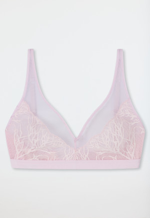 Soft bra without underwire and pads pale pink - Modal and Lace
