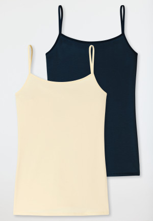 Spaghetti-Top 2er-Pack Organic Cotton weiß/sand - 95/5 Organic