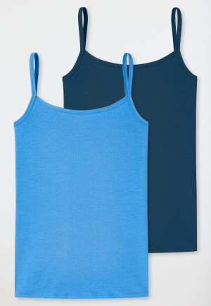 Spaghetti tops 2-pack Organic Cotton midnight blue/ light blue - 95/5